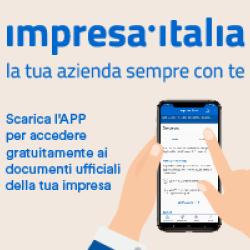 Banner di "Impresa Italia", con l'immagine stilizzata di mani che interagiscono con uno smartphone