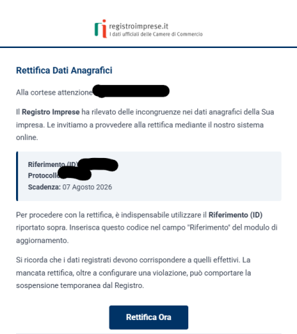 rettifica dati anagrafici