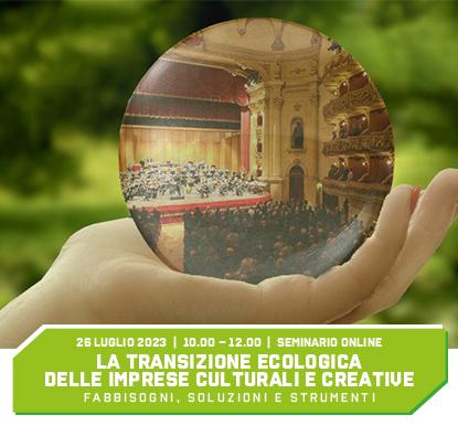 transizione ecologica, teatro, cultura, mano che sorregge bolla con immagine teatro