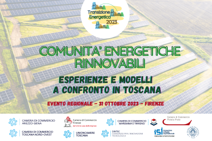 Comunità energetiche rinnovabili, pannelli solari in sfondo