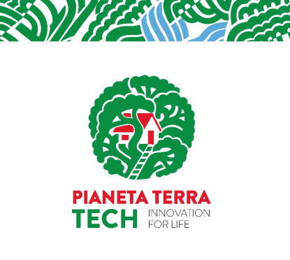 Pianeta terra tech, albero stilizzato con dentro casa, cornice superiore