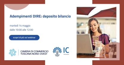 DIRE, Donna al pc, donna al lavoro, logo infocamere, logo Camera commercio