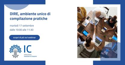 locandina con indicazione evento più foto tavolo con persone che lavorano su pc
