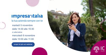 donna con cel, logo infocamere, Impresa Italia