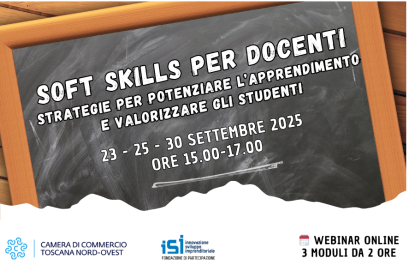 Lavagna, logo isi, logo camera, soft skills per docenti