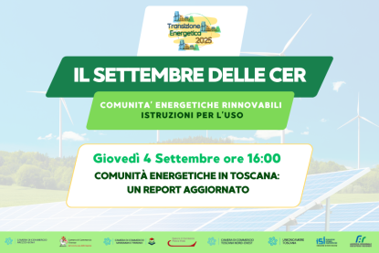 Comunità energetiche rinnovabili, pannelli solari in sfondo