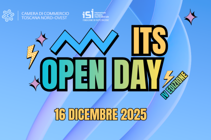 locandina evento, its open day 2025, loghi camera di commercio tno e fondazione isi