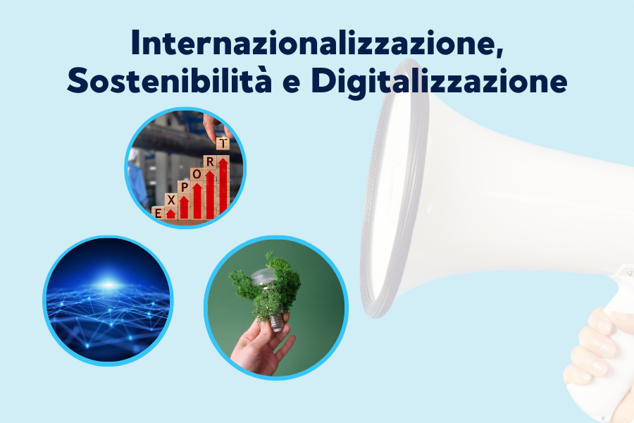 altoparlante, internazionalizzazione, sostenibilità e digitalizzazione